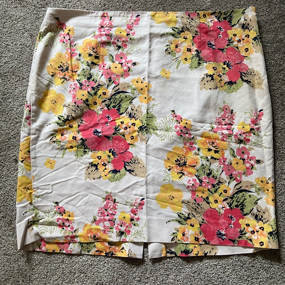 Charter Club Women Pink and Yellow Floral Cotton Knee Length Skirt Size 20W